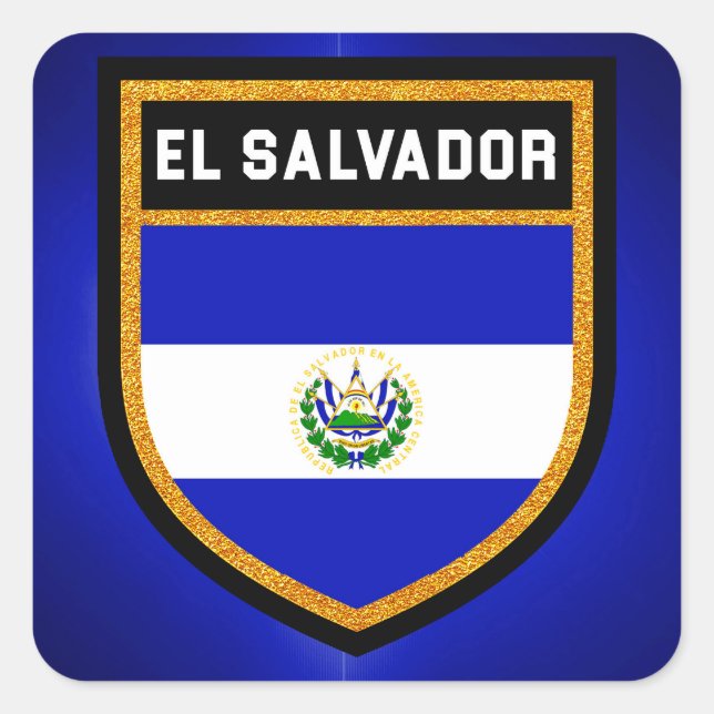 Sticker Carré Drapeau El Salvador (Devant)