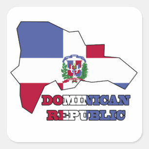 Sticker Carré Drapeau en République Dominicaine de carte
