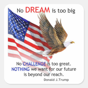 Sticker Carré Drapeau et aigle Donald J Trump Citation