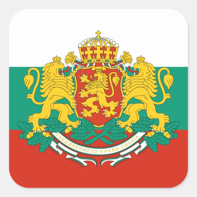 Sticker Carré Drapeau et armoiries de Bulgarie, Drapeau de Bulga (Devant)