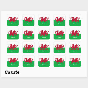 Sticker Carré Drapeau gallois, emblème et vacances / sports au P