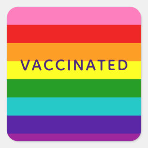 Sticker Carré Drapeau Gay pride Baker Stripe arc-en-ciel vacciné