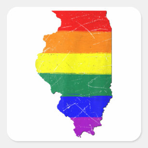 Sticker Carré Drapeau Gay pride de l'Illinois