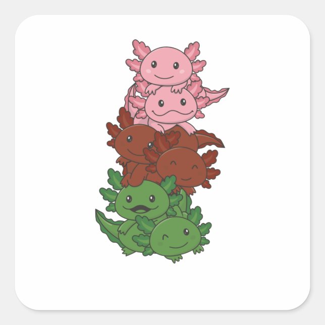 Sticker Carré Drapeau Gynosexuel Gander Pride Lgbtq Axolotl Pile (Devant)