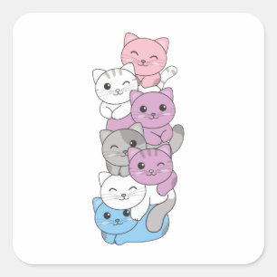 Sticker Carré Drapeau Intergenre Pride Chat Lgbtq Cute Chat Carr