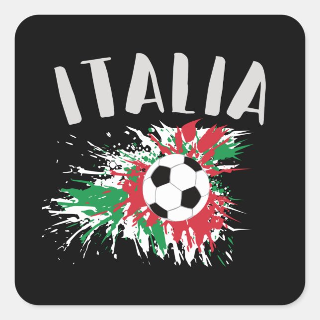 Sticker Carré Drapeau italien de balle de football (Devant)