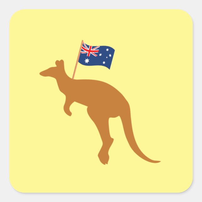 Sticker Carré drapeau kangourou australien jaune (Devant)