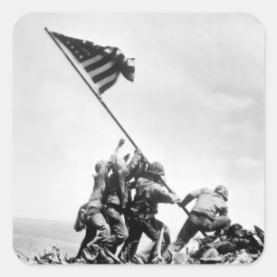 Sticker Carré Drapeau levant sur Iwo Jima_War Image