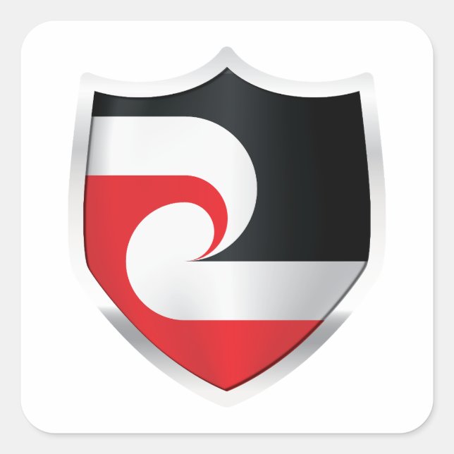 Sticker Carré Drapeau Maori Silver Shield (Devant)