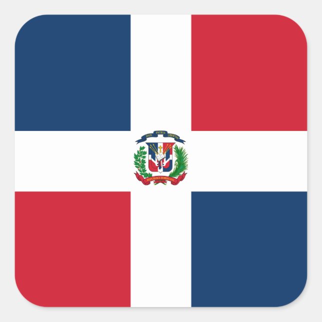 Sticker Carré Drapeau mondial de la République Dominicaine (Devant)