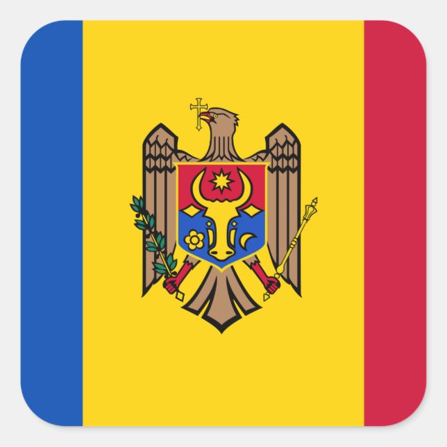 Sticker Carré Drapeau national de Moldavie (Devant)