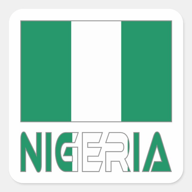 Sticker Carré Drapeau nigérian et Nigeria (Devant)