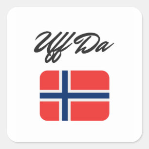 Sticker Carré Drapeau norvégien Uff Da