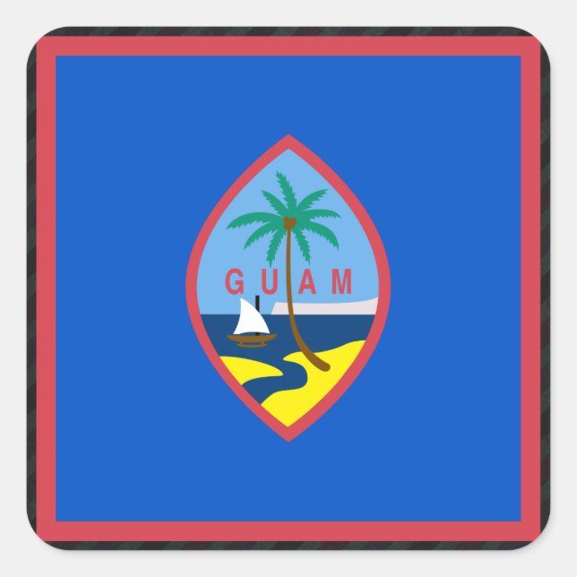 Sticker Carré Drapeau officiel de Guam sur bandes (Devant)