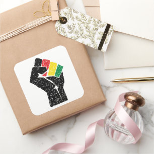 Sticker Carré Drapeau panafricain Poing, histoire noire afro-amé