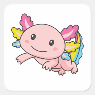Sticker Carré Drapeau Pansexuel Fierté Juin Lgbtq Axolotl Carré