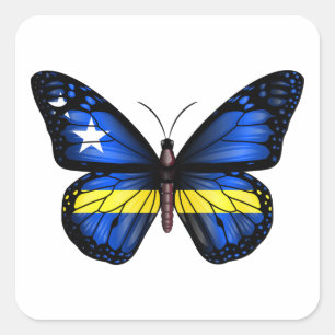 Sticker Carré Drapeau Papillon de Curaçao