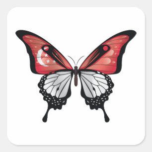 Sticker Carré Drapeau papillon de Singapour