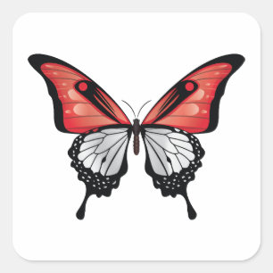 Sticker Carré Drapeau papillon noir de l'Indonésie