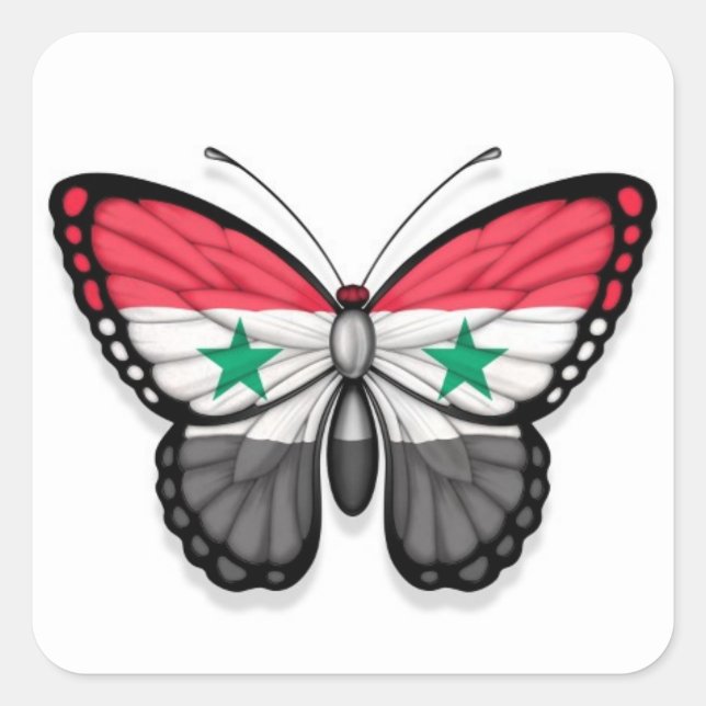 Sticker Carré Drapeau papillon syrien (Devant)