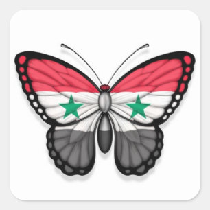Sticker Carré Drapeau papillon syrien