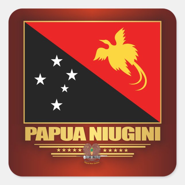 Sticker Carré Drapeau Papouasie-Nouvelle-Guinée (Devant)