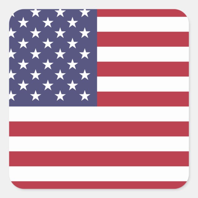Sticker Carré Drapeau Patriotique Américain Juillet 4 Etoiles &  (Devant)