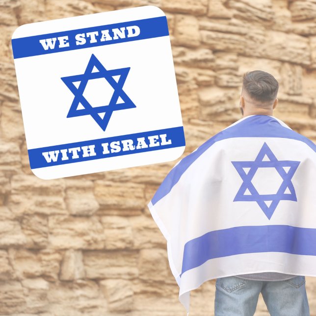 Sticker Carré Drapeau Patriotique d'Israël, nous sommes avec Isr (Créateur téléchargé)