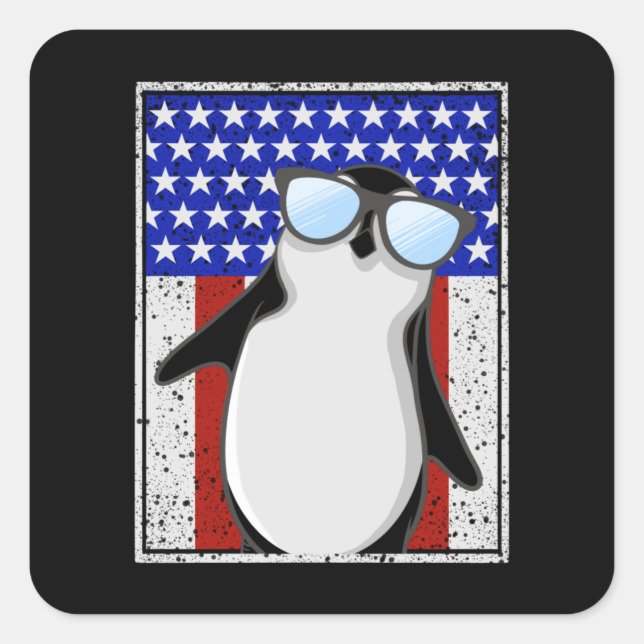 Sticker Carré Drapeau Penguin USA (Devant)