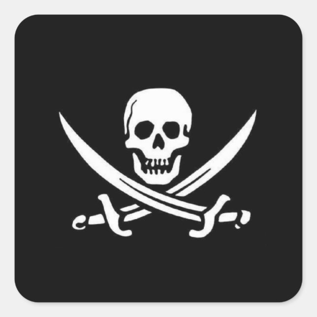 Sticker Carré Drapeau pirate (Devant)