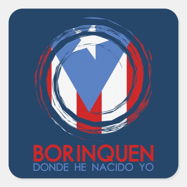 Sticker Carré Drapeau Porto Rico Borinquen (Devant)