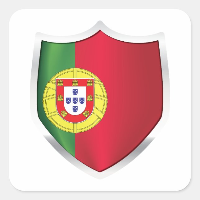 Sticker Carré Drapeau Portugal Silver Shield (Devant)