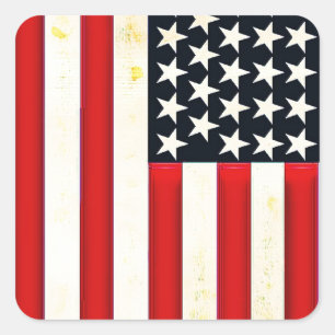 Sticker Carré Drapeau rustique américain