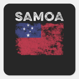 Sticker Carré Drapeau Samoa en détresse - Drapeau Samoan