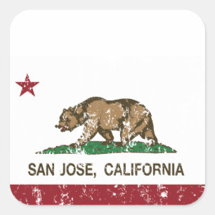 Sticker Carré Drapeau San Jose d'état de république de la