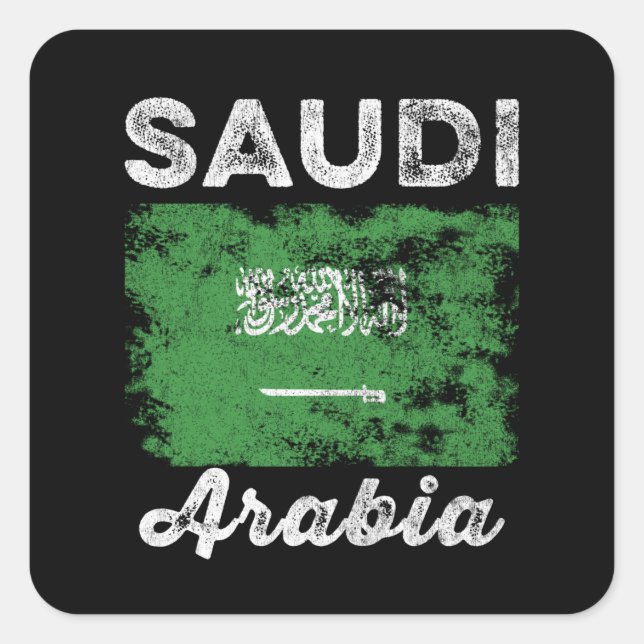 Sticker Carré Drapeau saoudien en détresse Drapeau saoudien (Devant)