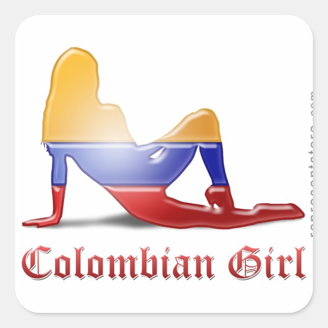 Sticker Carré Drapeau Silhouette pour fille colombienne (Devant)