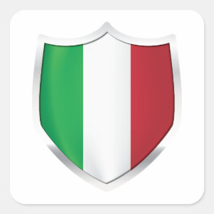 Sticker Carré Drapeau Silver Shield Italie