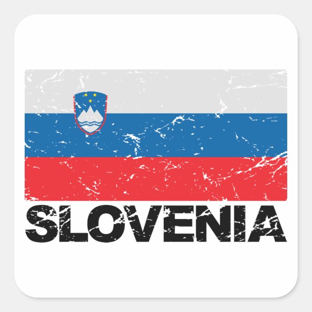 Sticker Carré Drapeau Slovénie Vintage (Devant)
