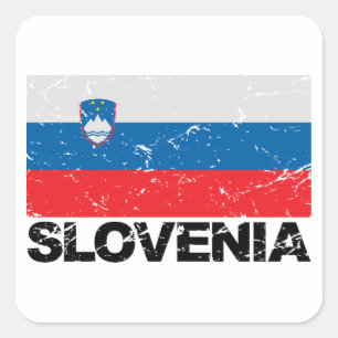 Sticker Carré Drapeau Slovénie Vintage