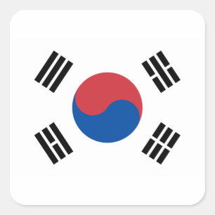 Sticker Carré Drapeau sud-coréen - Corée - Taegeukgi - 대 한 민 국 의