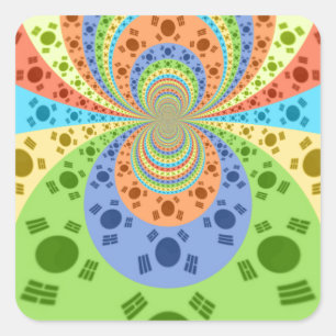 Sticker Carré Drapeau sud-coréen Inspiré Art Abstrait Impression