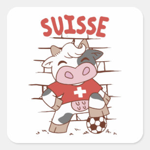 Sticker Carré Drapeau Suisse de football vaches