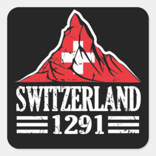 Sticker Carré Drapeau Suisse Matterhorn depuis 1291