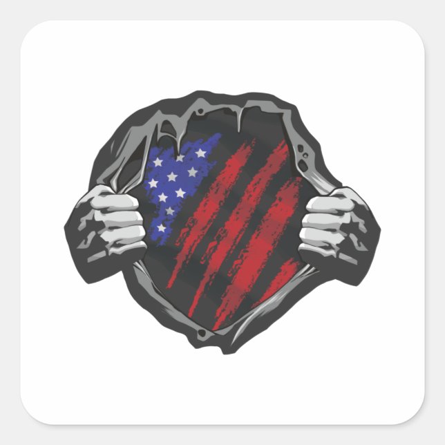 Sticker Carré Drapeau superhero USA (Devant)