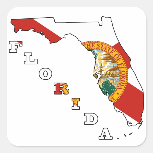 Sticker Carré Drapeau sur la carte de Floride (Devant)