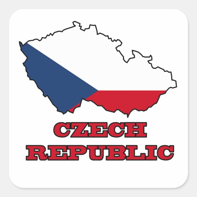 Sticker Carré Drapeau sur la carte de la République Tchèque (Devant)
