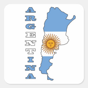 Sticker Carré Drapeau sur la carte de l'Argentine