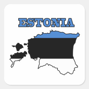 Sticker Carré Drapeau sur la carte d'Estonie