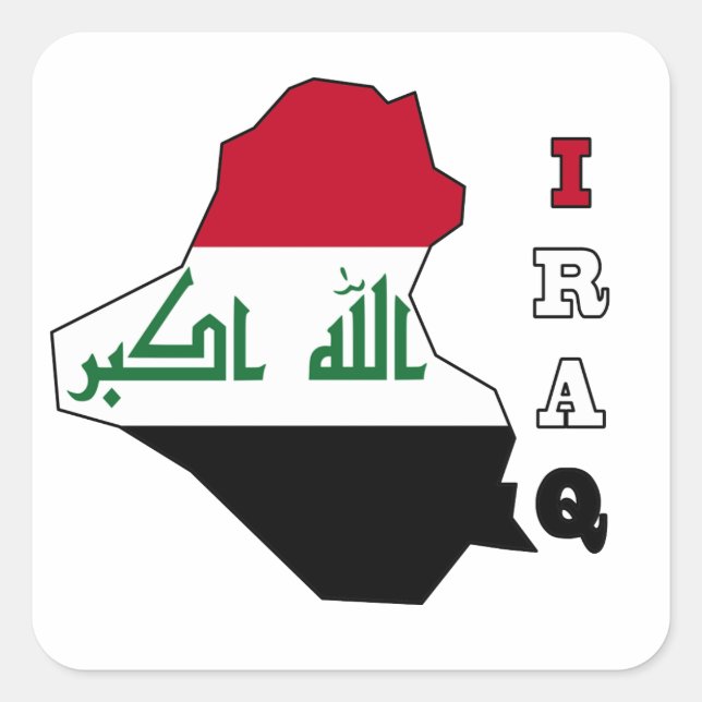 Sticker Carré Drapeau sur la carte d'Irak (Devant)